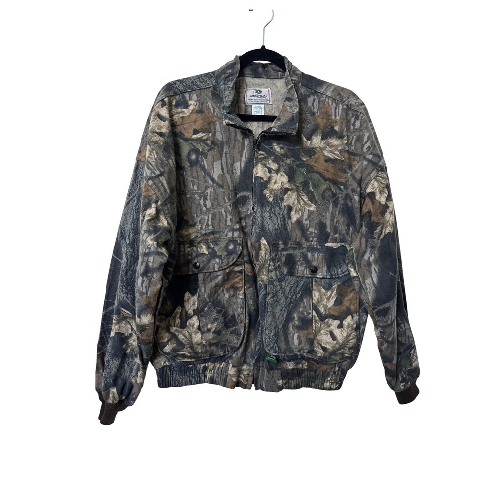 Mossy Oak Camo Bomber Jacket‎ Mens Large Vintage 100 Cotton Full Zip Made in USA